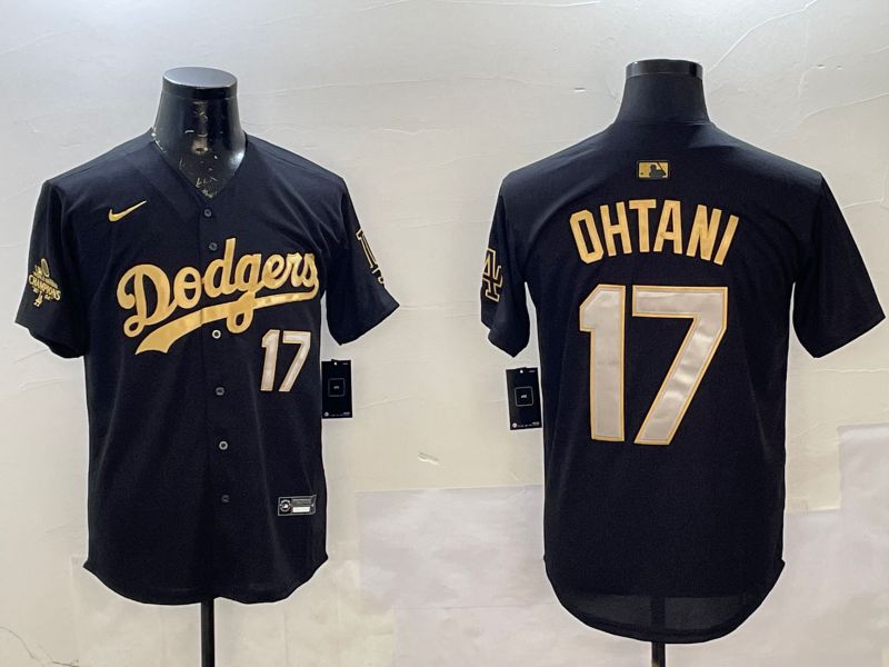 Men Los Angeles Dodgers #17 Ohtani Black Gold Game 2025 Nike MLB Jersey style 02255->los angeles dodgers->MLB Jersey